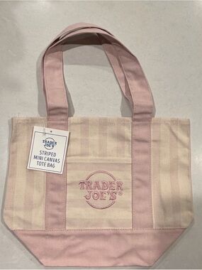 Trader Joe's Pink Striped Canvas Tote 🩷🦩